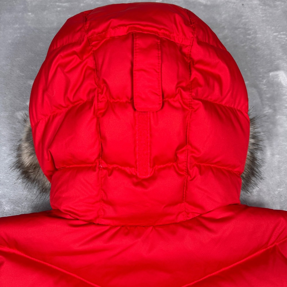 Eddie Bauer Down Puffer Vest Womens M Red Faux Fur‎ Hood Zip Quilted - Picture 4 of 10